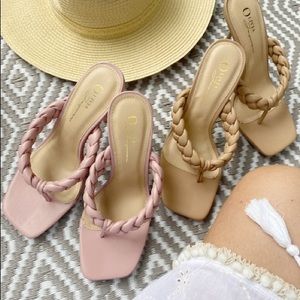 Braided design leather sandals